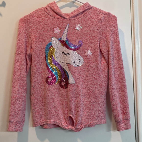 Girls soft sequined unicorn hoodie, size M (7-8). - Picture 2 of 5